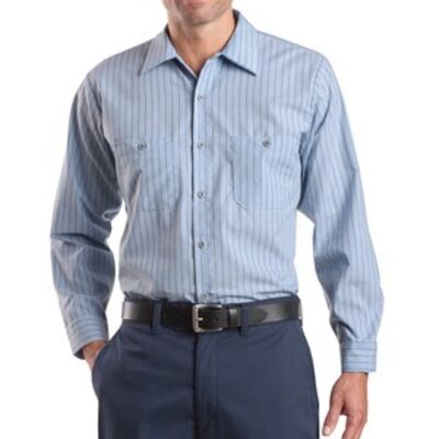 Long Sleeve Striped Industrial Work Shirt Thumbnail
