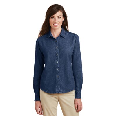 Ladies Long Sleeve Value Denim Shirt Thumbnail