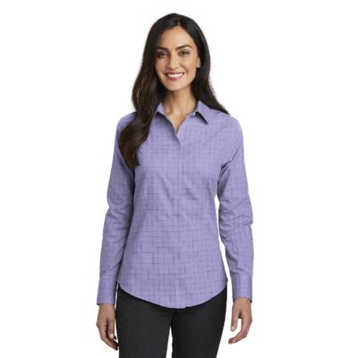 Ladies Windowpane Plaid Non Iron Shirt Thumbnail