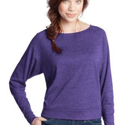 Juniors Textured Wide Neck Long Sleeve Raglan Thumbnail