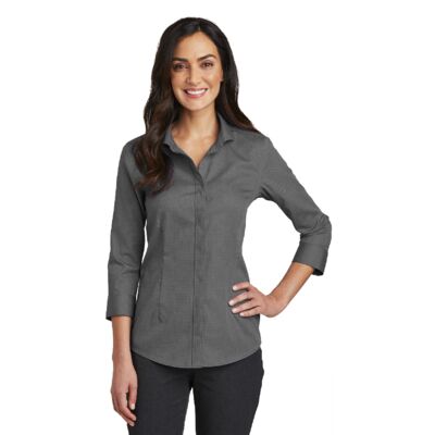 Ladies 3/4 Sleeve Nailhead Non Iron Shirt Thumbnail