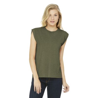 Women's Flowy Muscle Tee With Rolled Cuffs Thumbnail